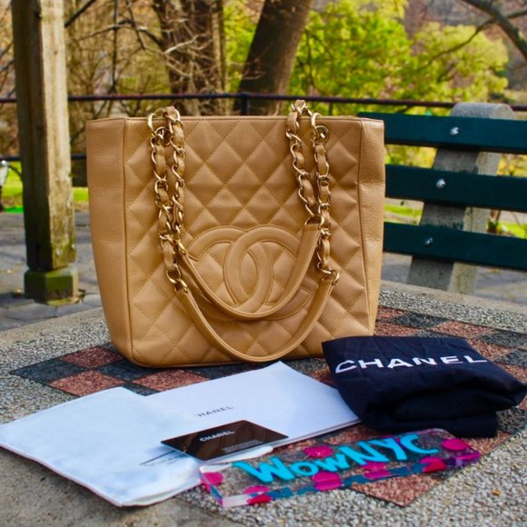 Auth CHANEL Caviar Gold Chain Shopping Tote Bag - Picture 14 of 16